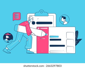 Pessoal fazendo entrevista de trabalho vetor plano conceito operação desenhado à mão ilustração
