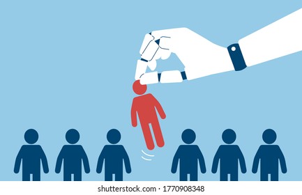 Personnel evaluation by artificial intelligence,blue background,vector illustration