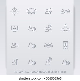 Personnel, Human Resources, HR, Staff Management, Linear Icons, Vector Illustration, Eps10, Easy To Edit