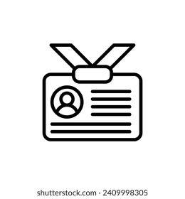 Personnel ID Tag Line Icon. Staff identification badge icon in black and white color.