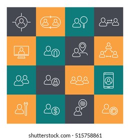 Personnel Line Icons, Human Resources, HR, Staff Management, Linear Pictograms