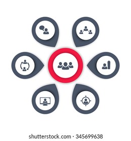 Personnel management, HR, human resources, HRM infographics elements, vector illustration