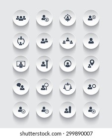 Personnel Management, Human Resources, Hrm Round Icons, Vector Illustration, Eps10, Easy To Edit