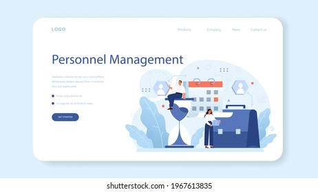 Personnel management web banner or landing page. Business recruitment
