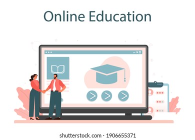 Personnel planning online service or platform. Staff management and empolyee adaptation. Teamwork organization. Online education. Isolated flat vector illustration