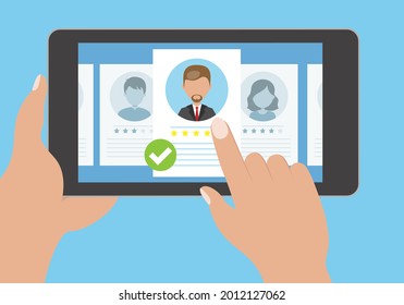 Personnel selection through a tablet. 