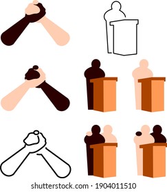 Persons behind trow speech equal activism multiple vector graphic styles clipart illustrations	
