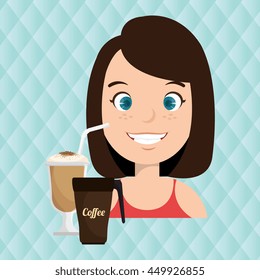 persons and coffee isolated icon design, vector illustration  graphic 