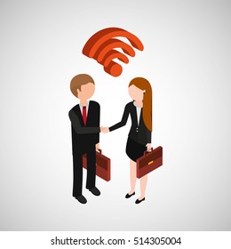 persons concept business wifi vector illustration eps 10