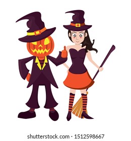 persons with costumes of characters vector illustration design