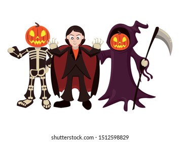 persons with costumes of characters vector illustration design
