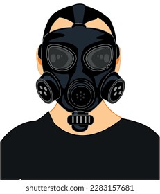 Persons in defensive facility gas mask on person