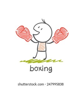 persons engaged in boxing illustration