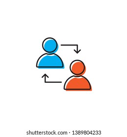 persons exchange or switch persons vector icon concept, isolated on white background