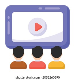 Personas frente a la pantalla que denotan icono de visualización de video