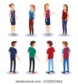 persons group isometric avatars