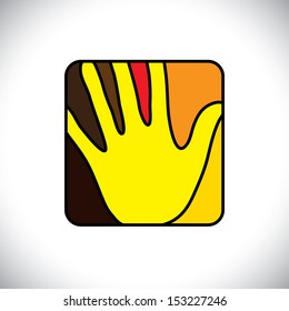 Person's hand ( palm ) icon ( symbol ) or sign in a rounded rectangle- vector graphic. 