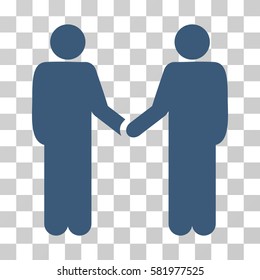 Persons Handshake vector pictogram. Illustration style is a flat iconic blue symbol on a transparent background.