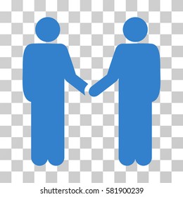Persons Handshake vector pictograph. Illustration style is a flat iconic cobalt symbol on a transparent background.