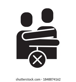 persons huging avoid contact silhouette style icon vector illustration design