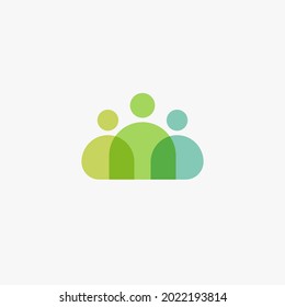 Persons icon, people team, three man silhouette, online support, staff icon. Leadership in office work symbol. Teamwork collaboration partnership. Flat minimal color overlay style vector logo concept.