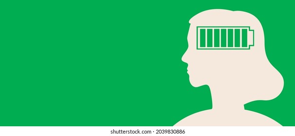 Person's mental health, copy space template. Silhouette vector stock illustration. Energy recovery. Mental health, mood. Mental health indicator. Illustration with place for text for overlay