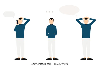 La pose de la persona Llamar, callar, preocuparse