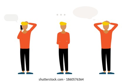 Person's pose set Call, shut up, worry
