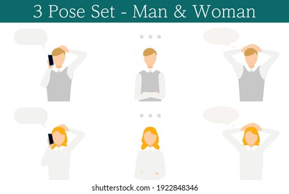 Person's pose set Call, shut up, worry