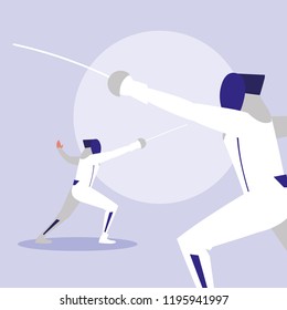 persons practicing fencing avatar character