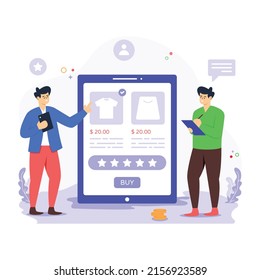 Personen, die Online-Produkte kaufen, flache Illustration des Handels

