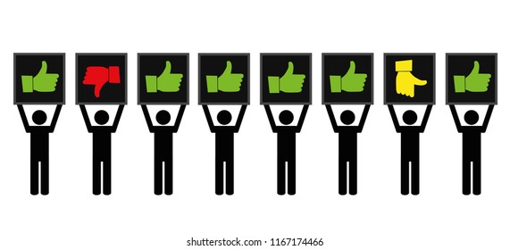 persons rating like and dislike hands pictogram vector illustration EPS10