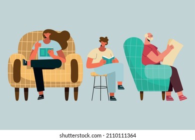 persons reading culture characters group