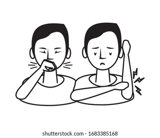 persons sick with symptoms characters vector illustration design