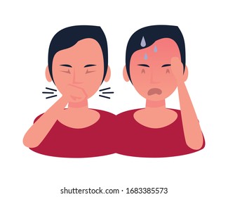 personas enfermas de síntomas caracteres de ilustración vectorial diseño