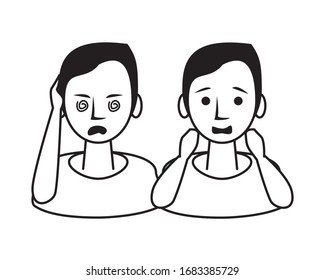personas enfermas de síntomas caracteres de ilustración vectorial diseño