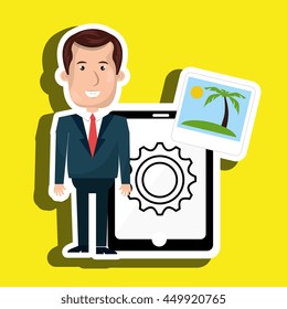 persons with smartphone isolated icon design, vector illustration  graphic 