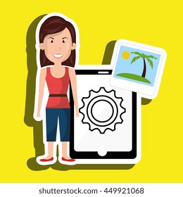 persons with smartphone isolated icon design, vector illustration  graphic 