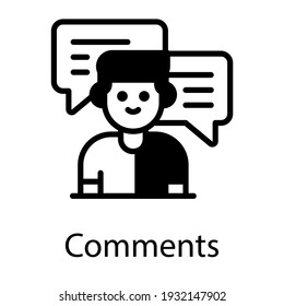 Personas con burbujas de voz comenta un icono en diseño sólido 