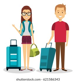 persons with suitcase travel