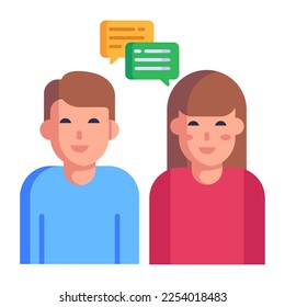 Persons talking with each other, flat icon of discussion 