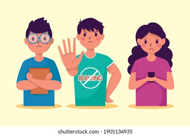 personas víctimas de acoso caracteres de diseño de ilustración vectorial