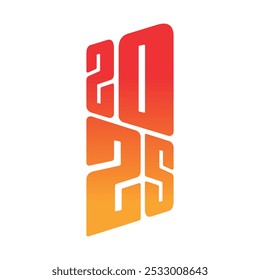 perspective 2025 logo. orange-red vertical 2025 concept. 2025 concept for calendar, agenda, annual report