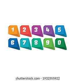 perspective 3d boxes and 0-9 numbers. 0-9 numbers