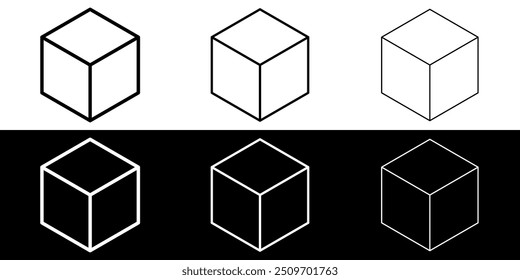 Perspective 3d cube design icon. Pexel perfect creativity sign symbol.