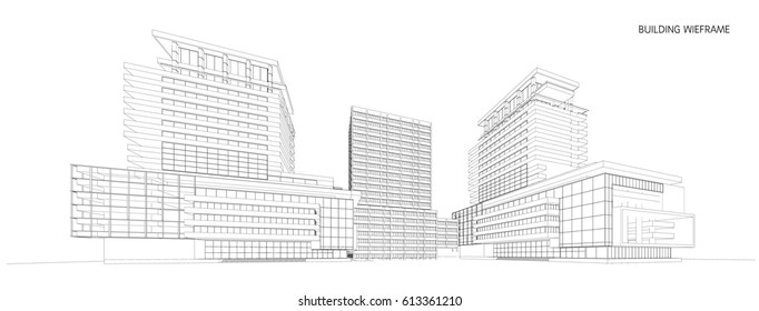 Perspectiva 3d Alambre de construcción