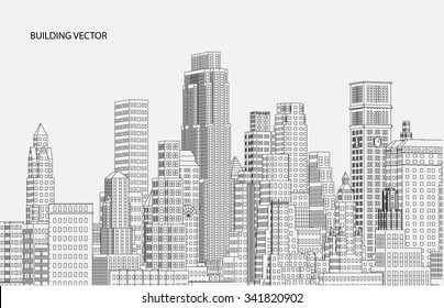 Perspective 3d Wireframe of City View