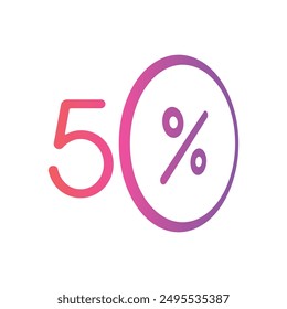 perspective 50 percent logo. gradient 50 percent concept