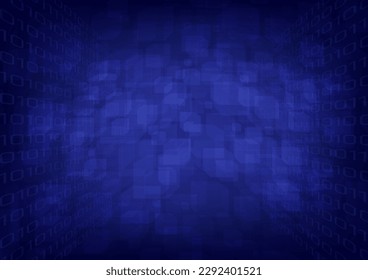 perspective abstract futuristic technology big data blockchain security square cube shape
overlapping with binary numbers blue gradient background