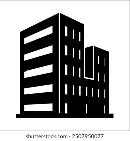 Perspective apartment building icon for city, urban or office.